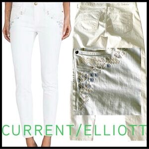 Current/Elliott “The Stiletto” Dirty White With Embroidery (31x27)